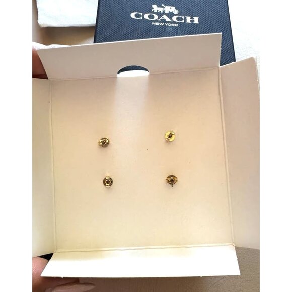 Coach Cherry Red & Gold Heart Earrings Stud Signature Box Set - NWT - Picture 5 of 7
